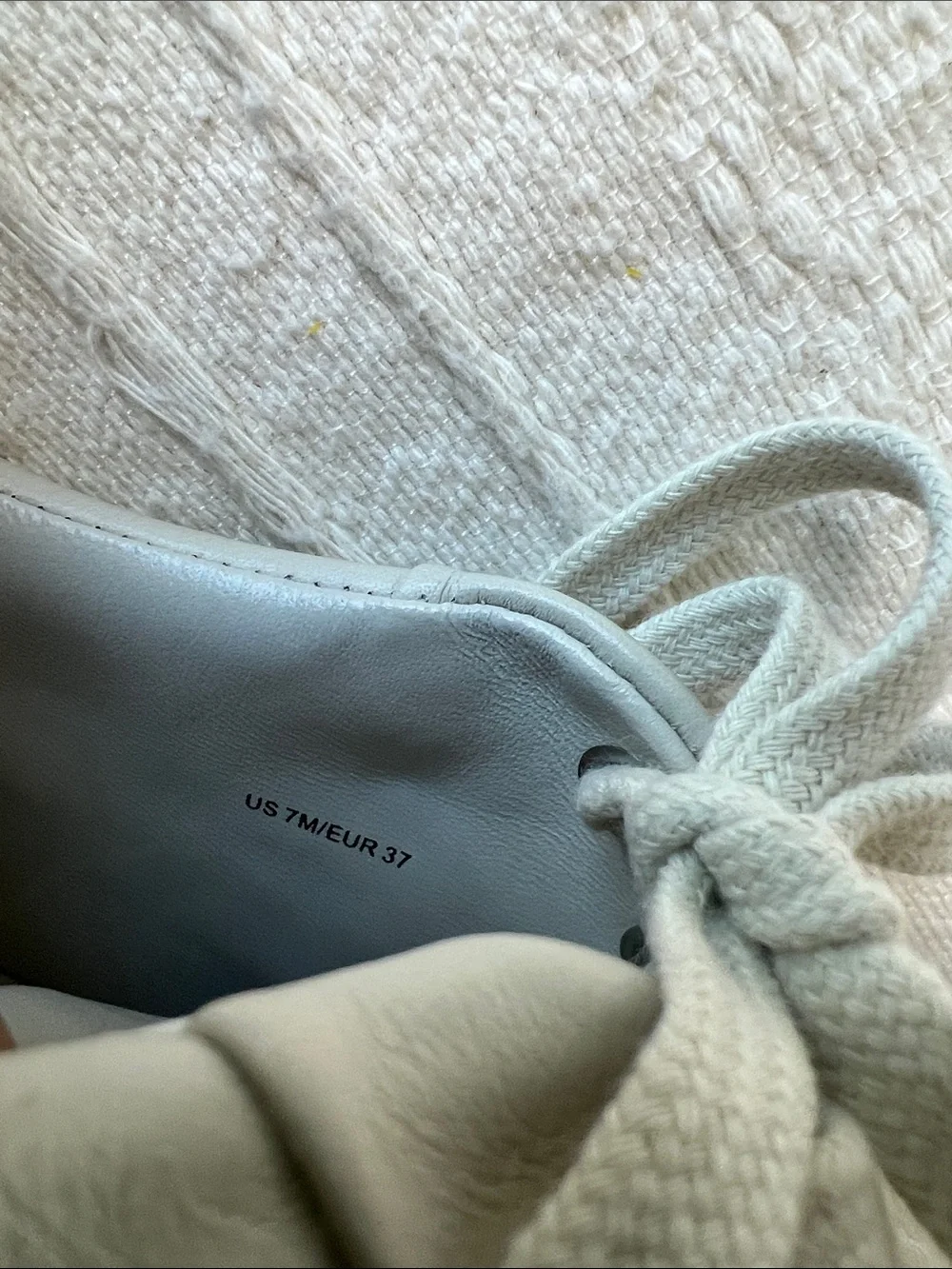 VINCE Women’s Leather Low-Top Sneakers in greige-off white, NWOT, no box